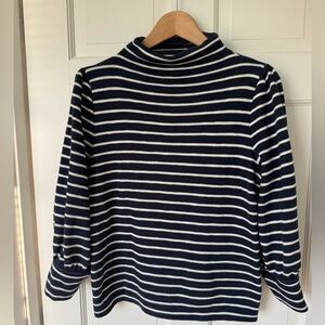 Madewell puff sleeve navy and white striped sweater M